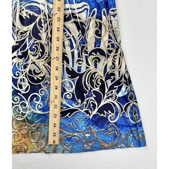 Live and Let Live Boho Beaded V-Neck Scroll Print Dress Women's Size L - Picture 9 of 10